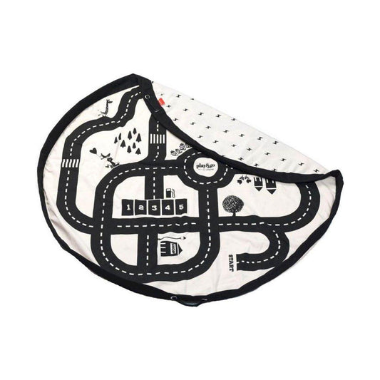 Saco de Almacenaje Reversible y Alfombra de Juego – Roadmap Blanco & Negro | Play & Go