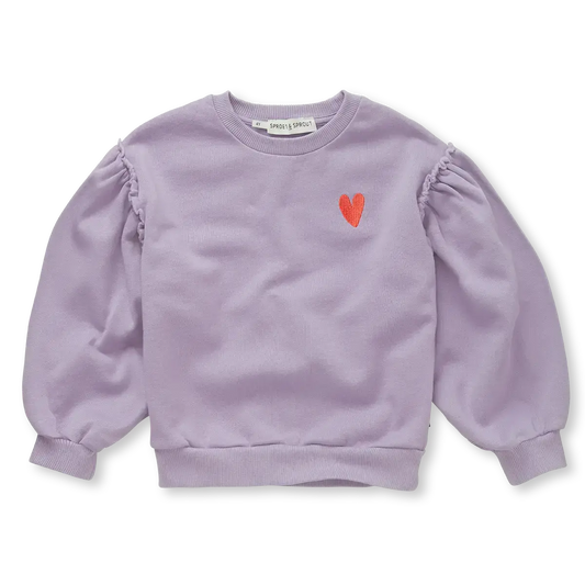 Sudadera Mangas Abullonadas Corazón – Lavanda | Sproet & Sprout