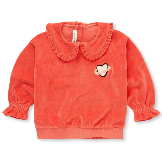 Sudadera de Terciopelo con Cuello Volante – Grenadine | Sproet & Sprout