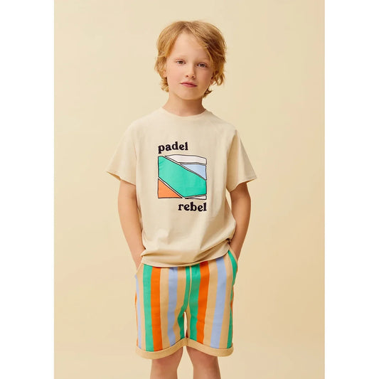 Pantalón corto de felpa multicolor a rayas – Sproet & Sprout