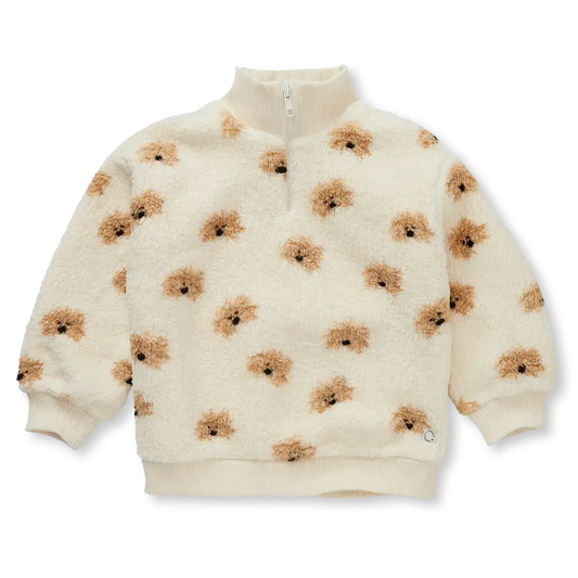 Sudadera Teddy con Cremallera y Perros – Ivory | Sproet & Sprout