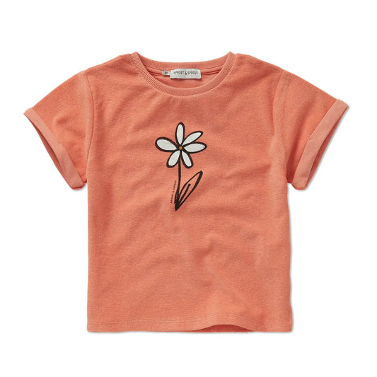 Camiseta de Rizo con Estampado de Margarita – Rosa Empolvado | Sproet & Sprout