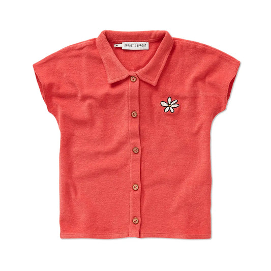 Blusa de Rizo con Botones y Bordado de Margarita – Rosa Petal | Sproet & Sprout