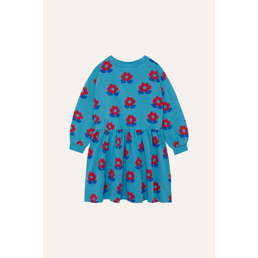 Vestido Azul con Flores Rojas - The Campamento