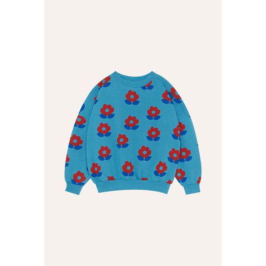 Sudadera Azul Flores Rojas - The Campamento