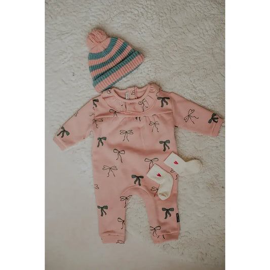 Pelele “Ruffle Bows” – Peach Parfait | Sproet & Sprout