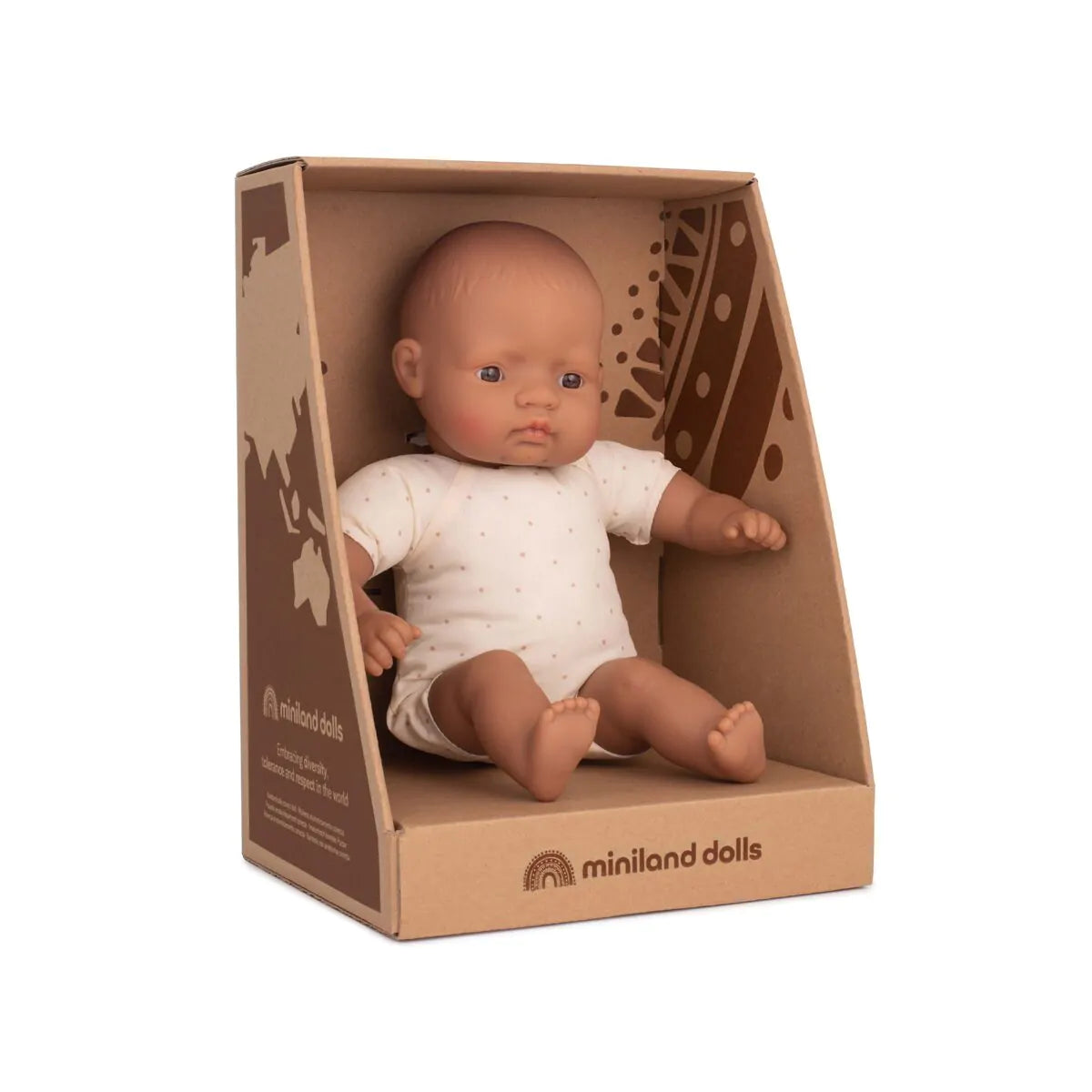 Miniland “My Friends & Me” – Muñeco Bebé Latino 32 cm (Cuerpo Blandito)