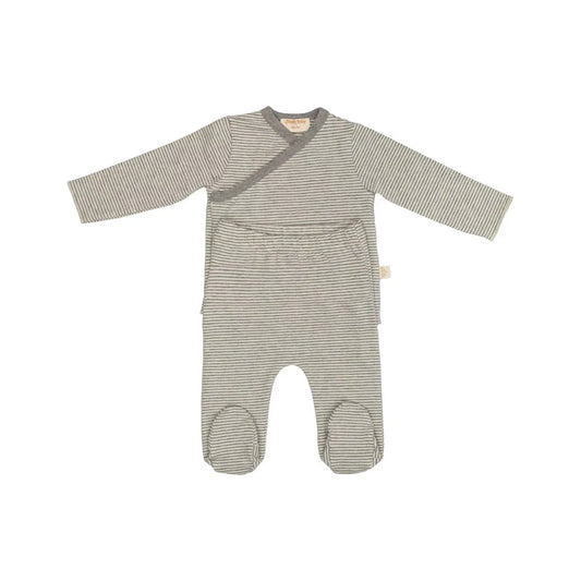 North Baby – Conjunto “Cinza Stripes” (Camiseta Cruzada + Polaina)