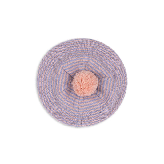Boina de Punto con Pompón – Rayas Lila y Rosa | Konges Sløjd