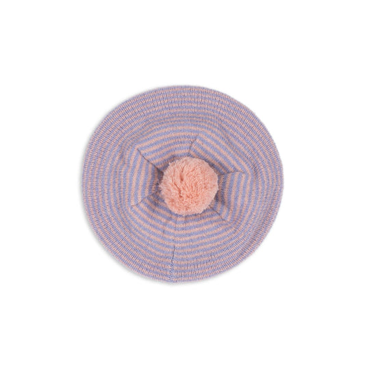 Boina de Punto con Pompón – Rayas Lila y Rosa | Konges Sløjd