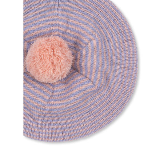 Boina de Punto con Pompón – Rayas Lila y Rosa | Konges Sløjd