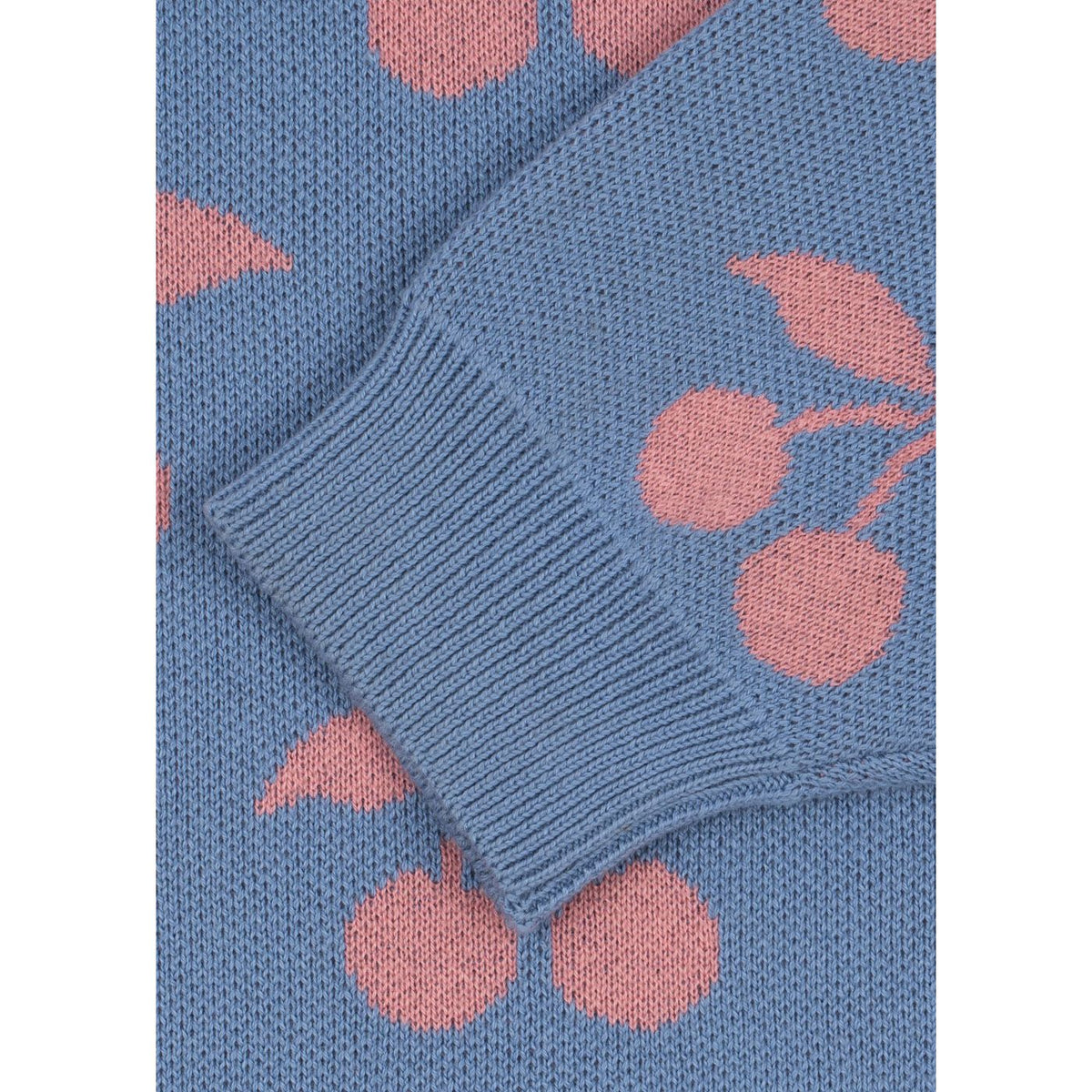 Vestido de punto azul con cerezas rosas – Konges Sløjd