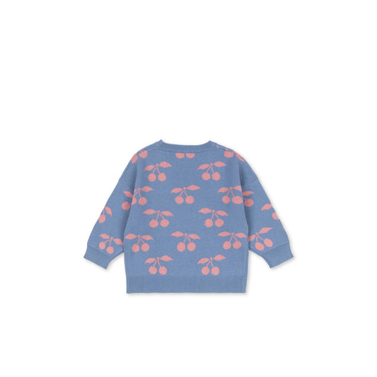 Jersey de punto azul con cerezas rosas – Konges Sløjd
