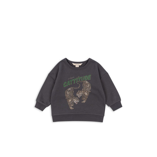 Sudadera “CATTITUDE” – Leopardo Gris | Konges Sløjd