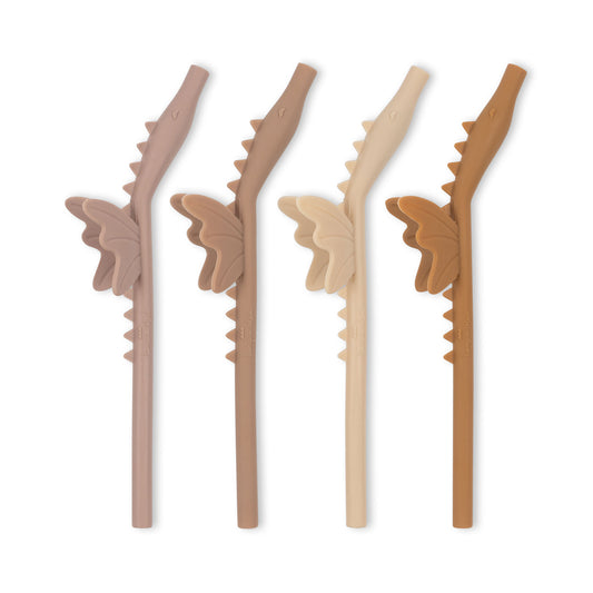 Pack 4 Pajitas Reutilizables de Silicona – Dragon Straws – Konges Sløjd