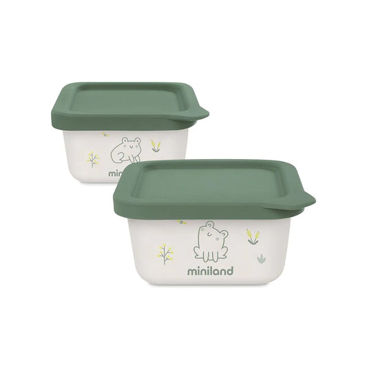 Tupper Minimix Miniland – Set de 2 Recipientes (Verde & Morado)