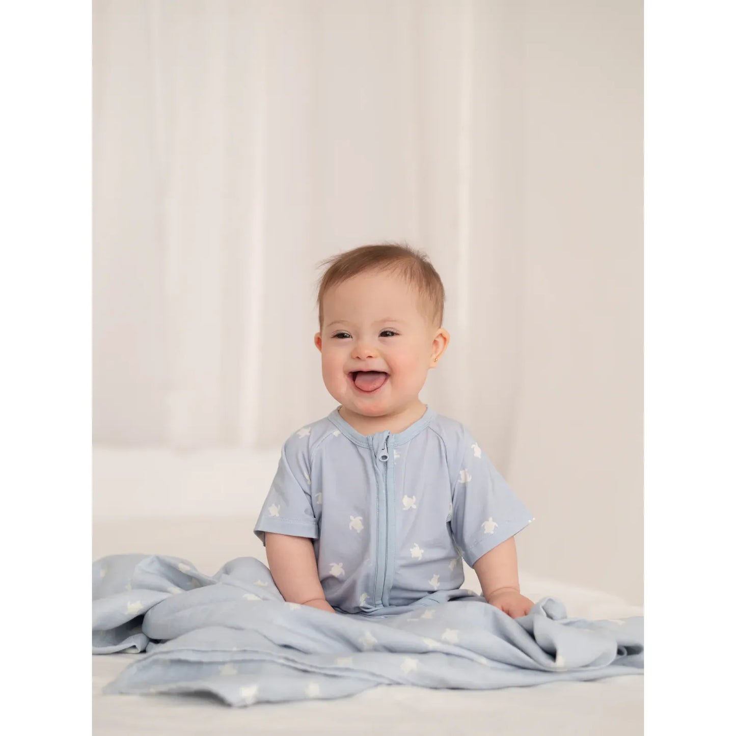 Lilulila Sea Turtles Short Bamboo Pajamas with Zipper