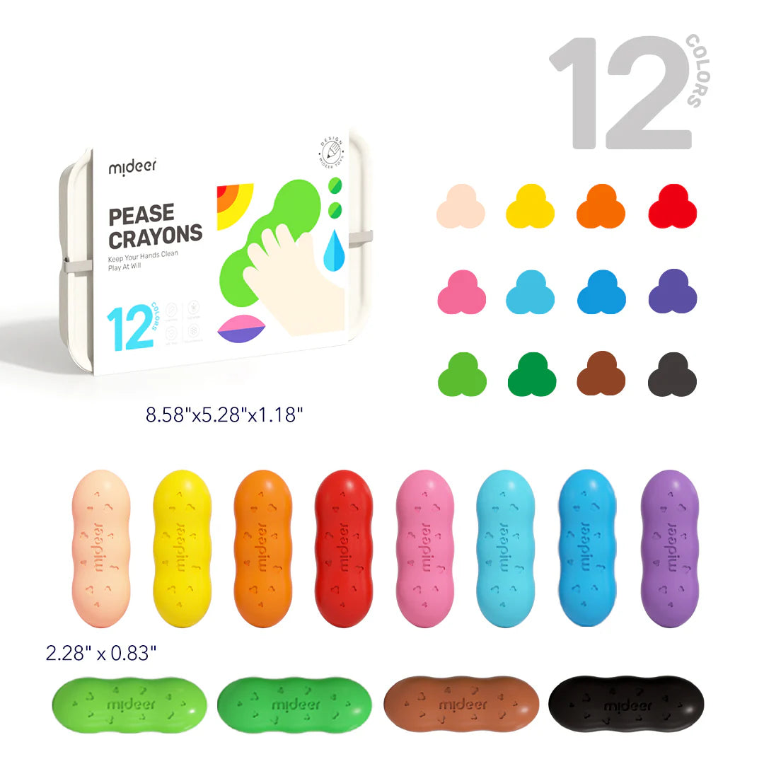 Crayones Pease “Manos Limpias” – Mideer (Pack de 12 unidades)