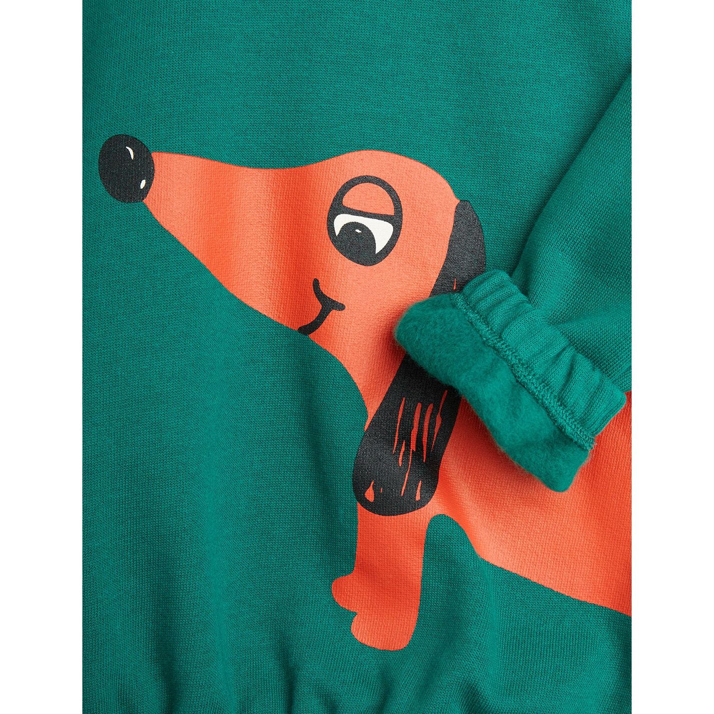 Sudadera Verde con Estampado de Perro – Mini Rodini