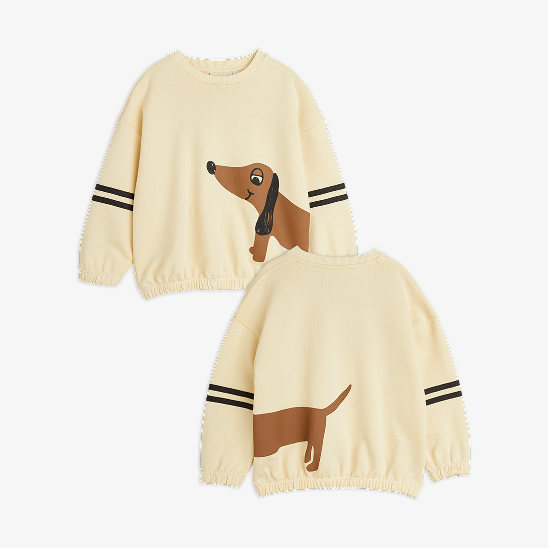 Sudadera de Rayas con Estampado de Perro – Vainilla | Mini Rodini