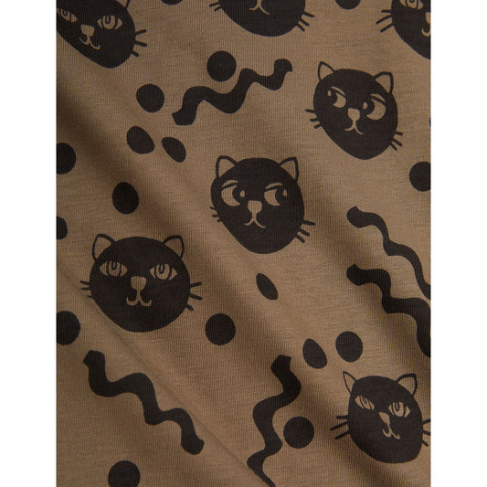 Conjunto Bebé "Cats" – Off White y Marrón | Mini Rodini