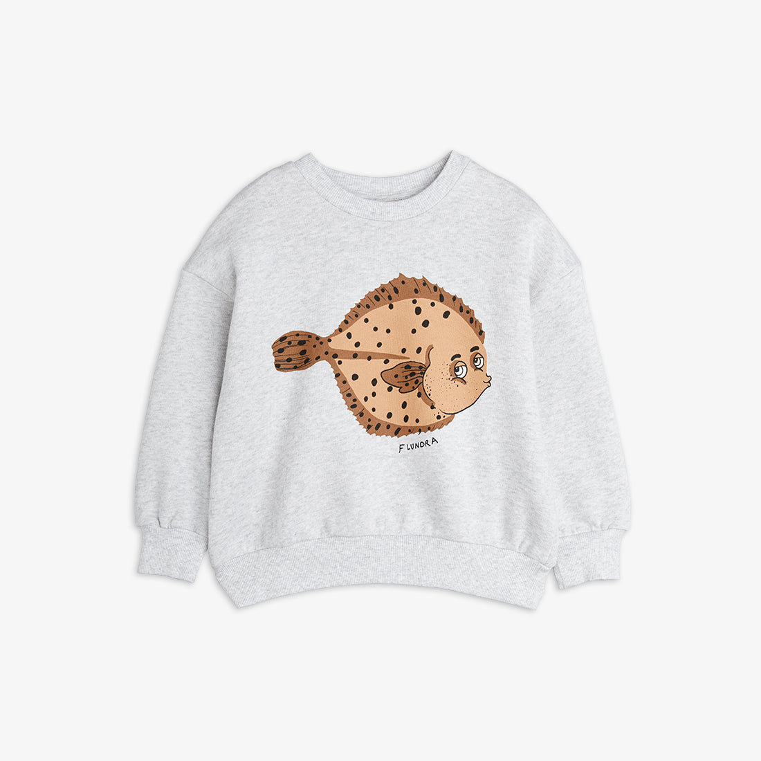 Sudadera con Estampado de Pez Flundra – Gris Jaspeado | Mini Rodini