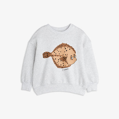 Sudadera con Estampado de Pez Flundra – Gris Jaspeado | Mini Rodini