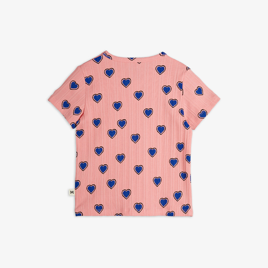 Camiseta de Manga Corta con Estampado de Corazones Azules – Rosa | Mini Rodini