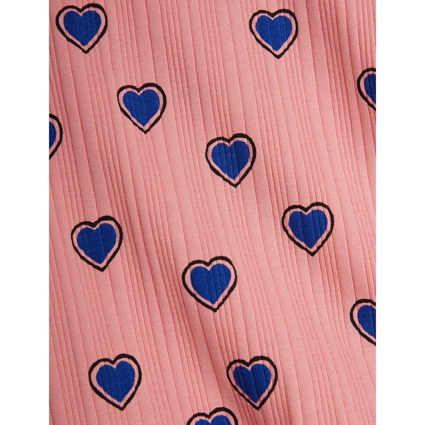 Camiseta de Manga Corta con Estampado de Corazones Azules – Rosa | Mini Rodini