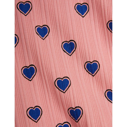 Camiseta de Manga Corta con Estampado de Corazones Azules – Rosa | Mini Rodini
