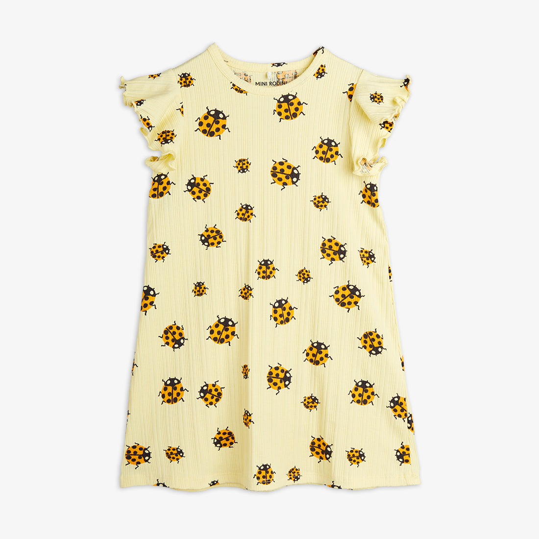 Vestido con Estampado de Mariquitas – Amarillo | Mini Rodini
