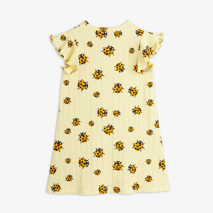 Vestido con Estampado de Mariquitas – Amarillo | Mini Rodini