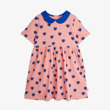Vestido con Estampado de Corazones y Cuello Contraste – Rosa | Mini Rodini