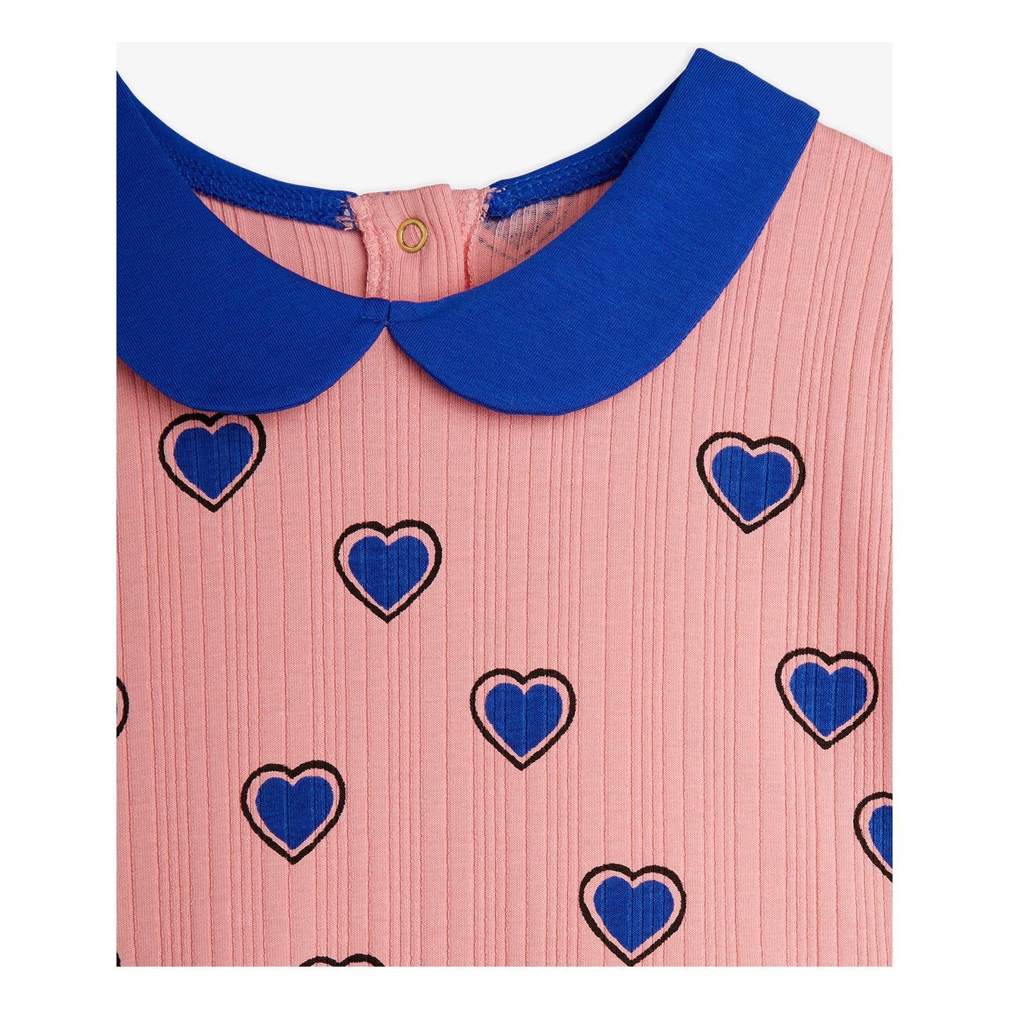 Vestido con Estampado de Corazones y Cuello Contraste – Rosa | Mini Rodini