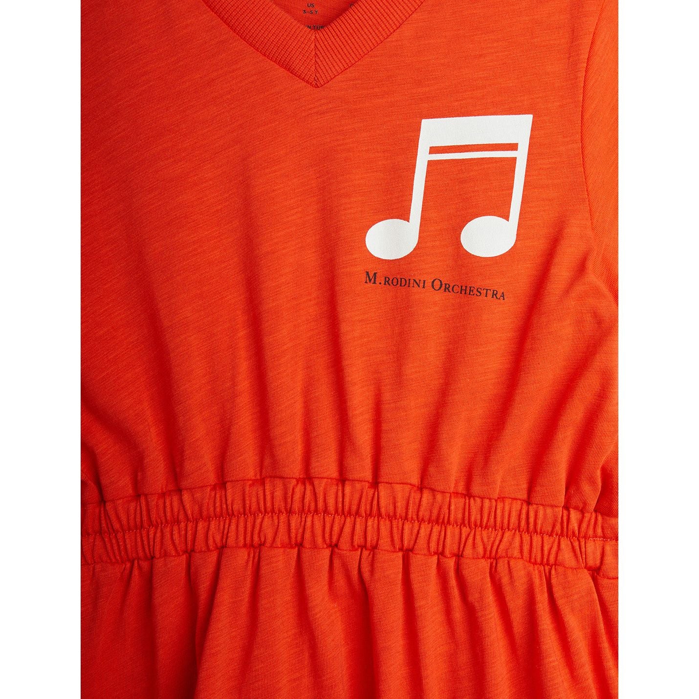 Vestido con Estampado de Nota Musical – Rojo Anaranjado | Mini Rodini