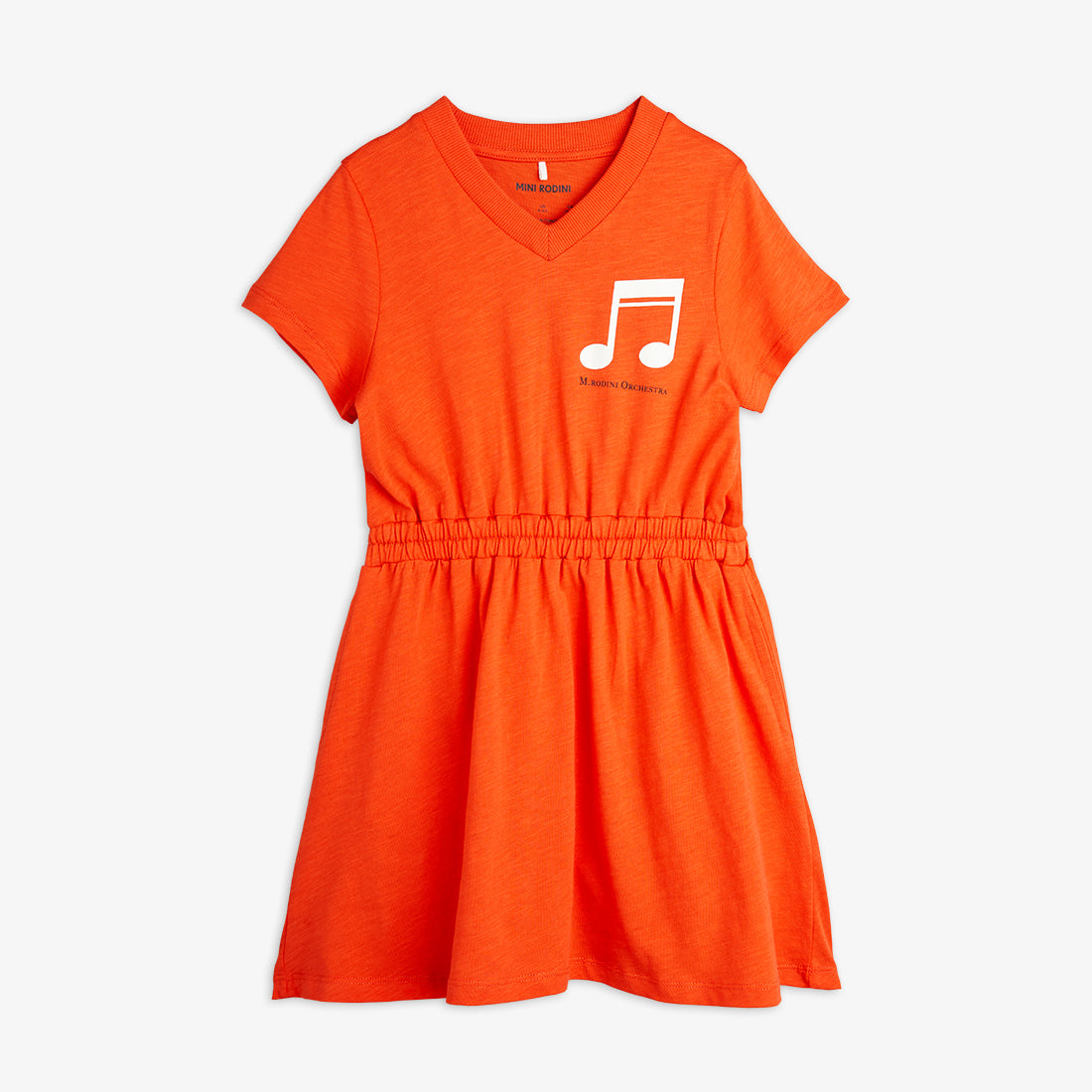 Vestido con Estampado de Nota Musical – Rojo Anaranjado | Mini Rodini