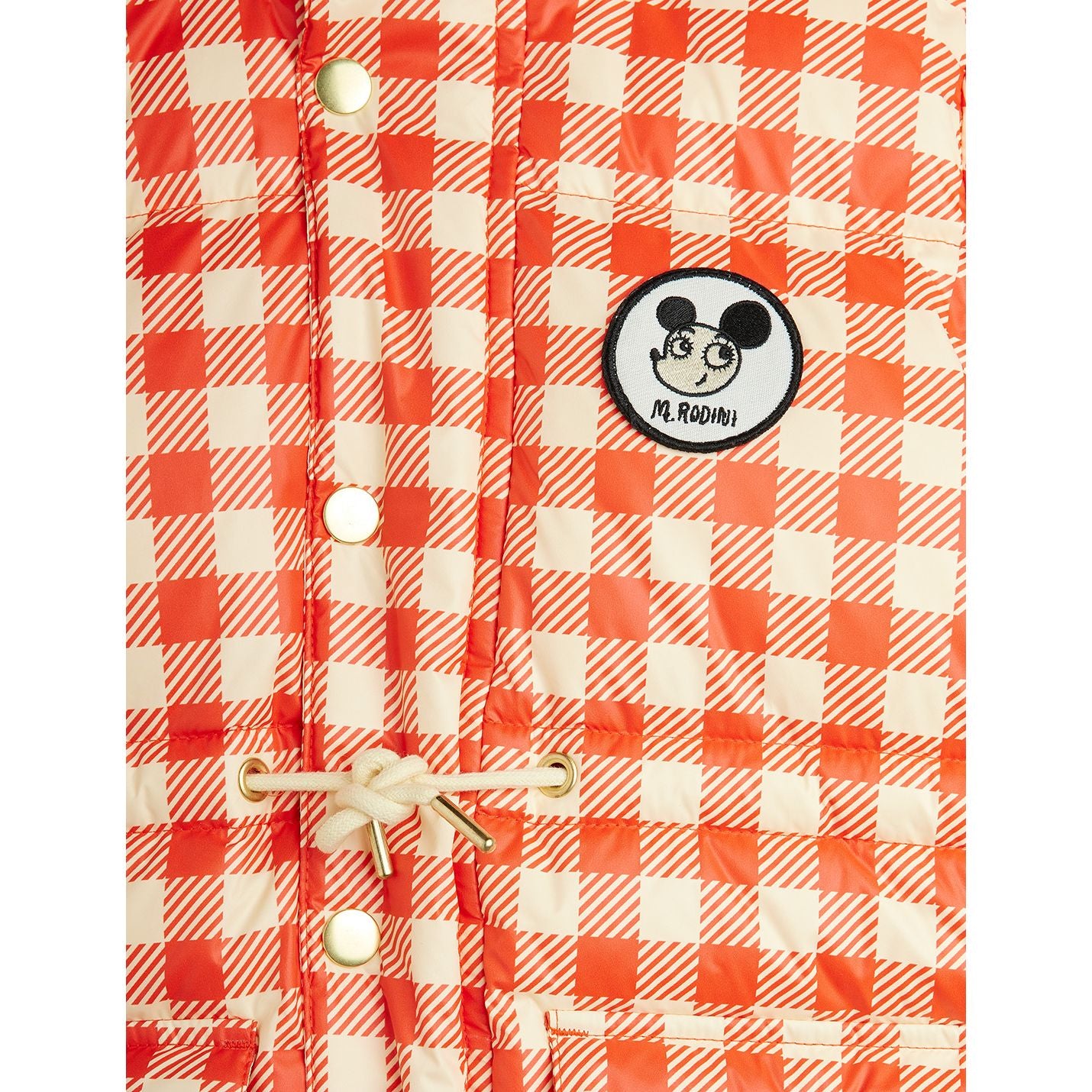 Abrigo Acolchado “Ritzratz Patch Gingham Heavy Puffer” – Rojo/Cream Check | Mini Rodini
