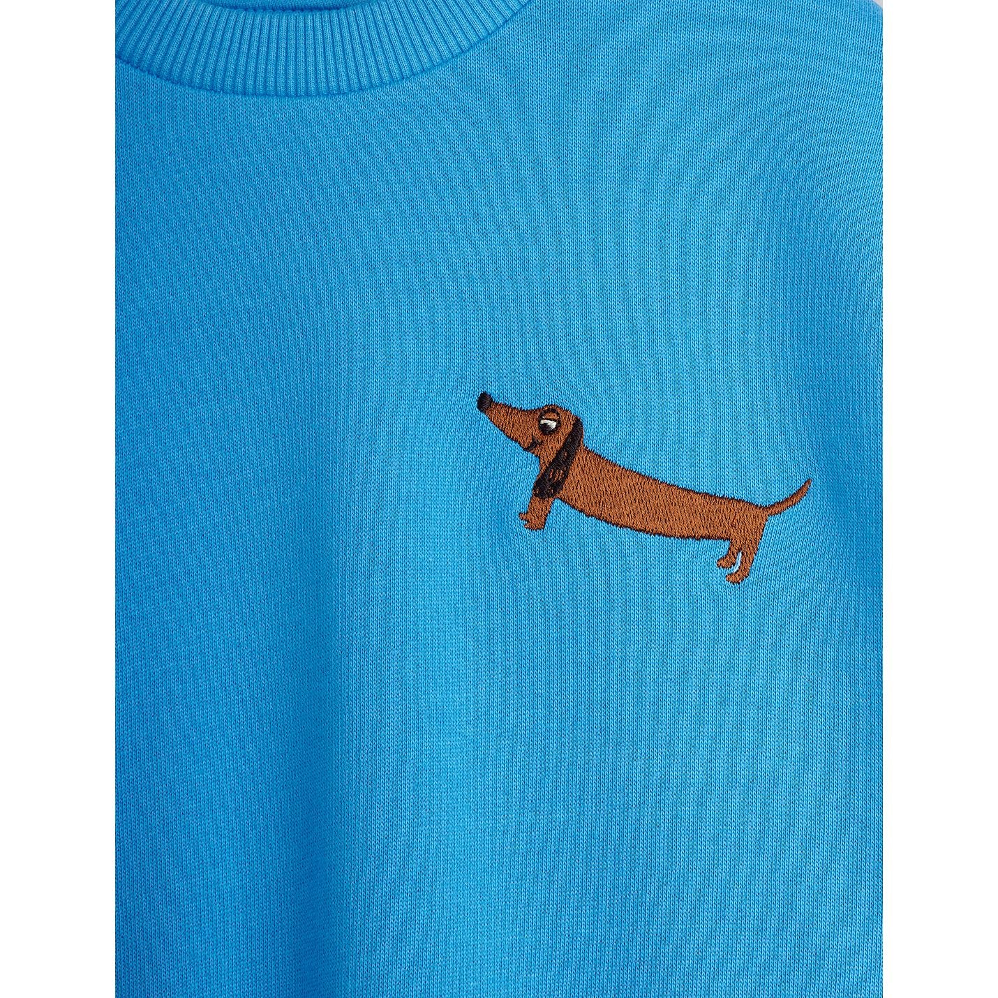 Sudadera Azul con Perro Salchicha – Mini Rodini