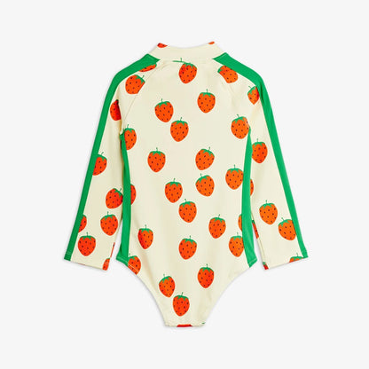 Traje de baño UV de fresas (manga larga) | Reciclado - Mini Rodini