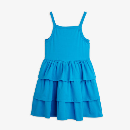 Vestido azul de tirantes con volantes – Mini Rodini