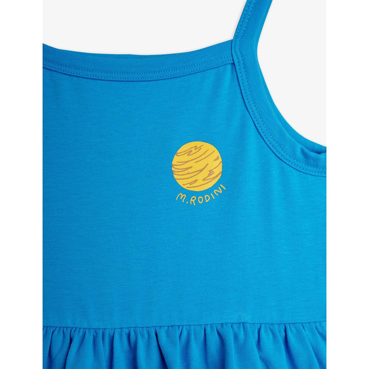 Vestido azul de tirantes con volantes – Mini Rodini