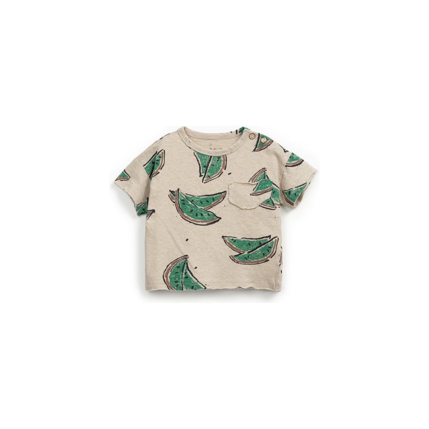 Camiseta de Bebé con Estampado de Sandía – Mezcla de Algodón Orgánico y Lino – Play Up