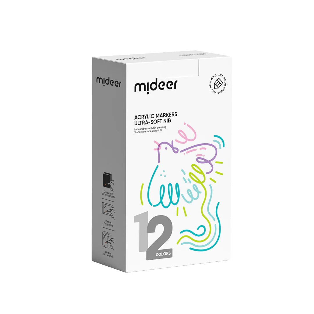 Rotuladores Acrílicos Puntas Ultra-Suave – Mideer (Pack de 12)