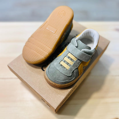 Zapatillas Barefoot Serraje Verde Oliva & Mostaza | COQUEFLEX