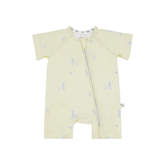 Lilulila Bamboo Short Pajamas with Zipper Sea Horses