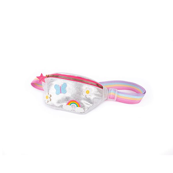 Riñonera infantil plateada con arcoíris – Great Pretenders