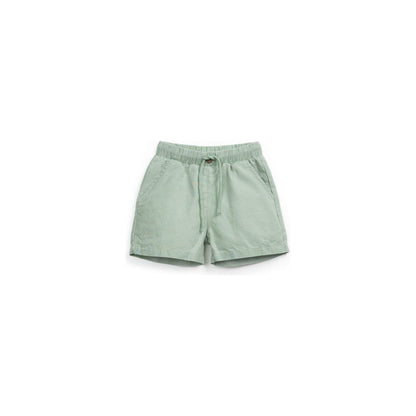 Pantalón Corto de Tela  Verde con Botón de Coco Decorativo – Play Up