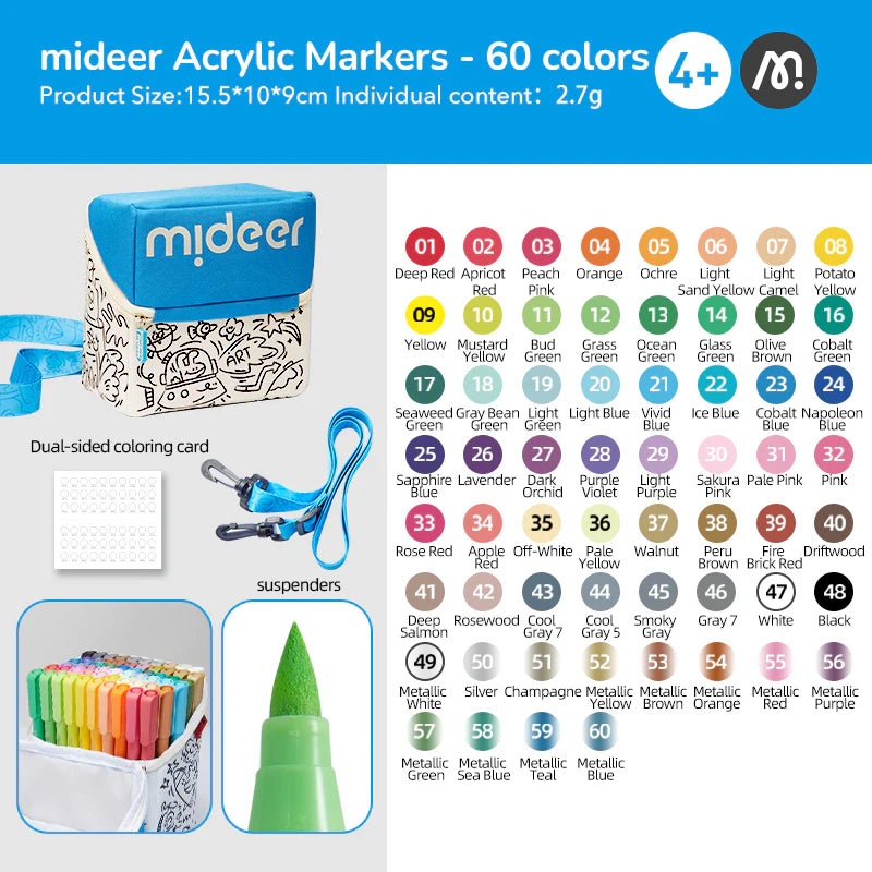 Brush Tip Acrylic Markers with Case – Mideer