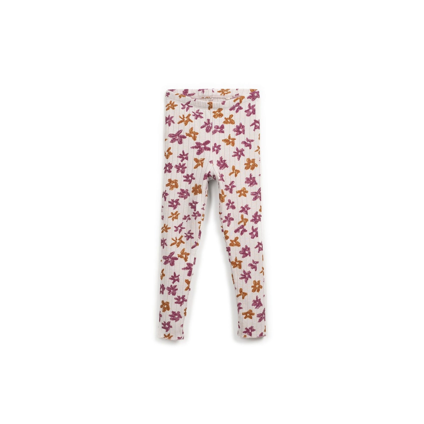 Leggings de canalé con flores  mostaza y granate | Play Up