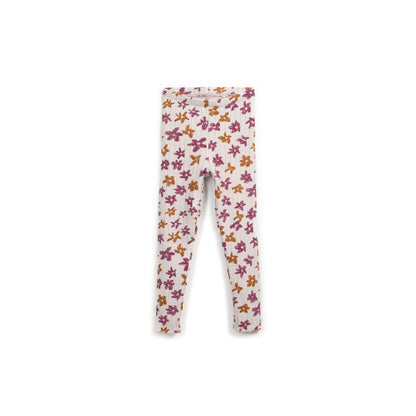 Leggings de canalé con flores  mostaza y granate | Play Up